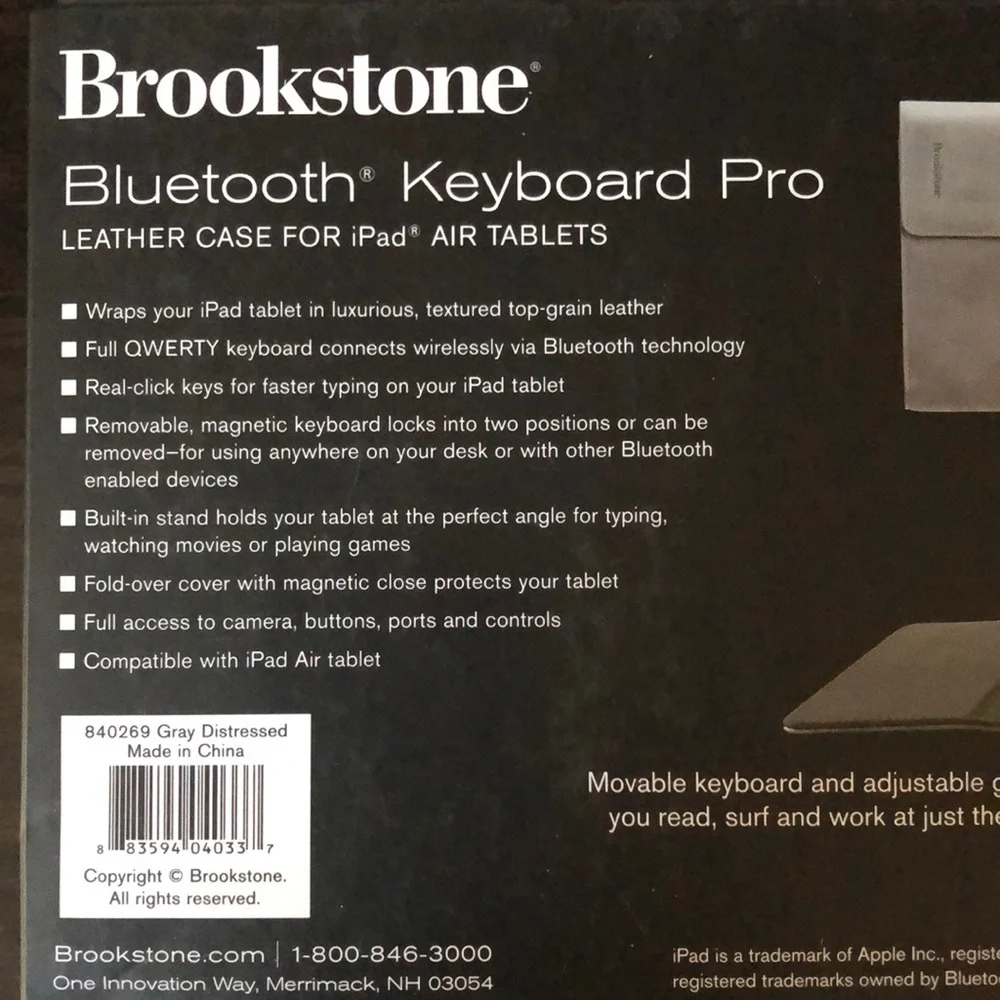 Brookstone Bluetooth Keyboard Pro & Leather Case for iPad Air Tablets